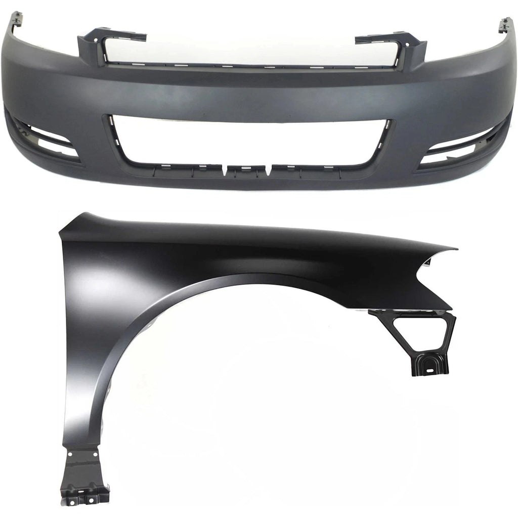 Chevy Impala 2006-2013 Front Fender RH + Bumper Cover Kit - Primed